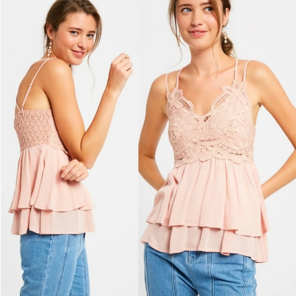 SALE! New Layered Lace Peplum Camisole Tank Top - Picture 15 of 16